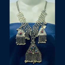 Load image into Gallery viewer, Tribal Silver Kuchi Necklace With Dangling Pendants
