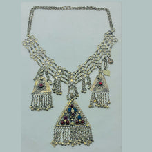 Load image into Gallery viewer, Tribal Silver Kuchi Necklace With Dangling Pendants
