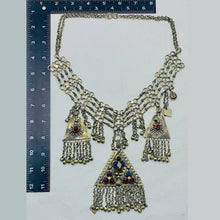 Load image into Gallery viewer, Tribal Silver Kuchi Necklace With Dangling Pendants
