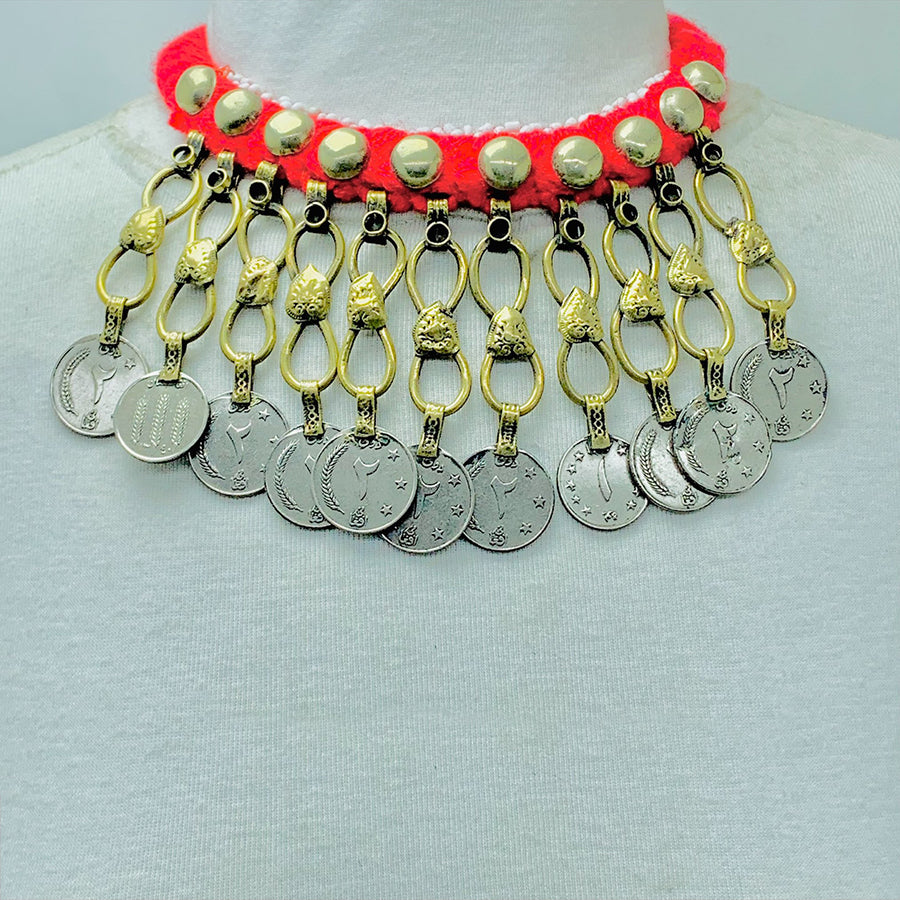 Tribal Vintage Coins Choker Necklace