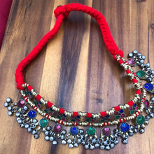 Load image into Gallery viewer, Turkmen Choker Necklace With Multicolor Glass Stones
