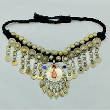 Load image into Gallery viewer, Turkmen Kuchi Style Necklace With Silver Tassels

