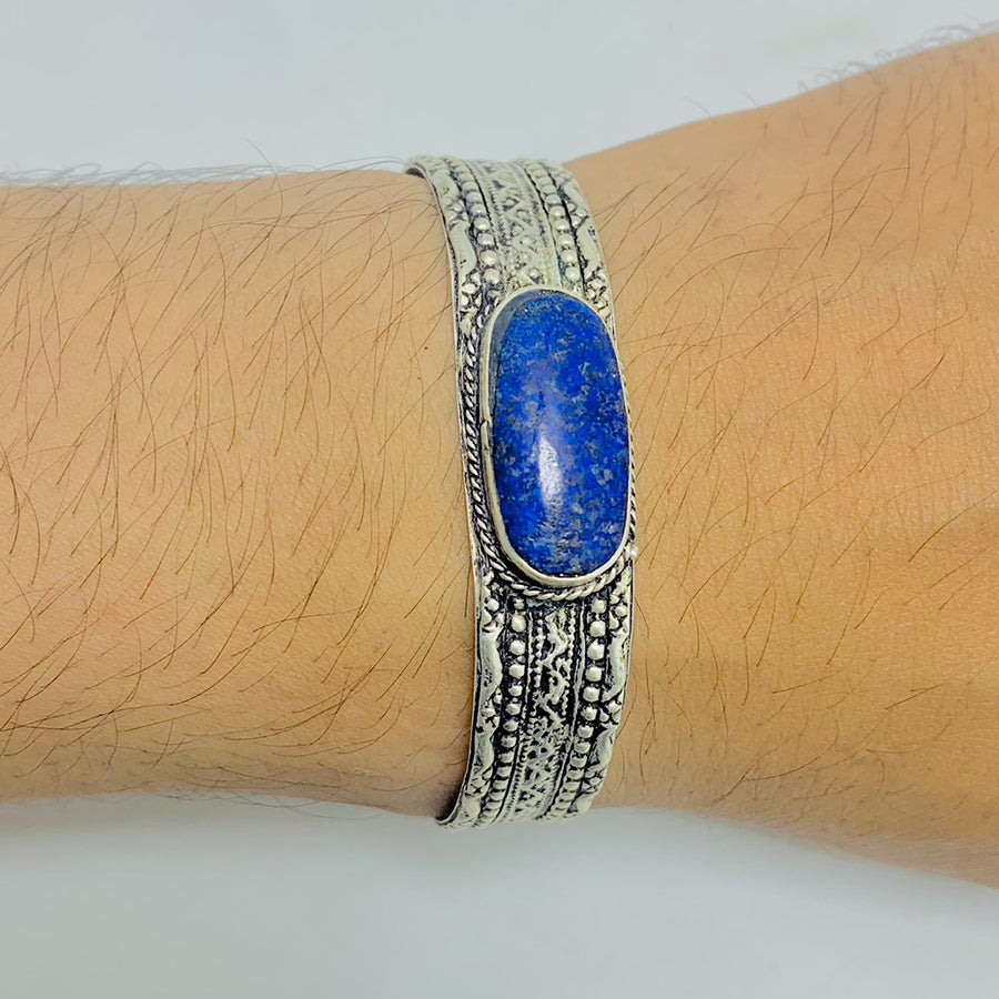 Turkoman Traditional Bracelet Lapis Lazuli Inlaid