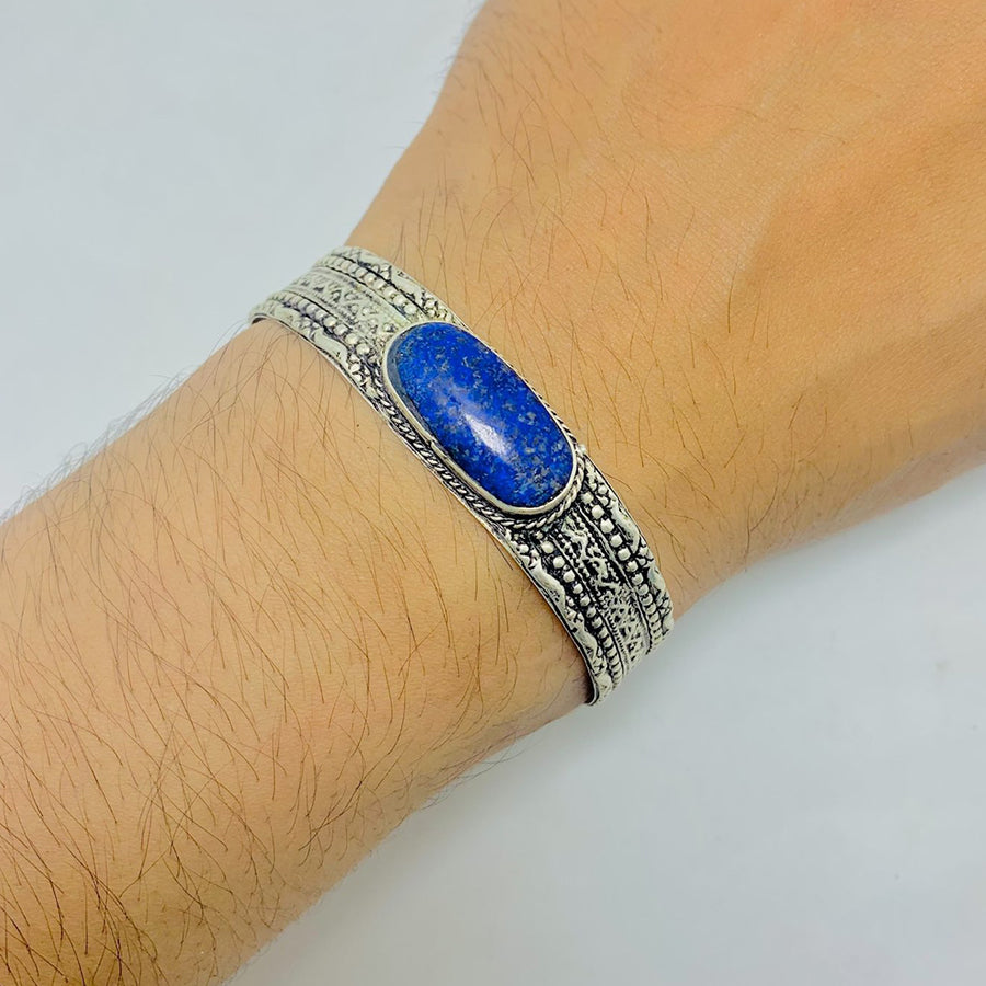 Turkoman Traditional Bracelet Lapis Lazuli Inlaid