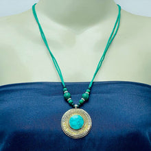 Load image into Gallery viewer, Turquoise Beaded Light Weight Pendant Necklace
