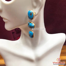 Load image into Gallery viewer, Long Dangle Turquoise Statement Earrings
