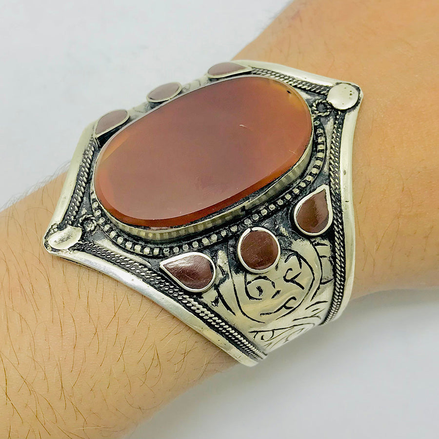 Unique Style Carnelian Stone Cuff Bracelet