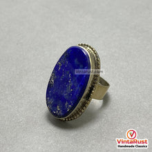 Load image into Gallery viewer, Unisex Vintage Lapis Lazuli Silver Adjustable Ring
