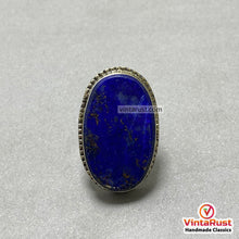 Load image into Gallery viewer, Unisex Vintage Lapis Lazuli Silver Adjustable Ring
