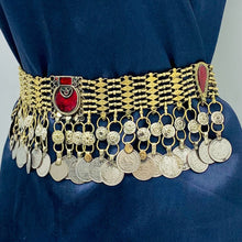 Load image into Gallery viewer, Vintage Belly Dance Belt With Dangling Coins
