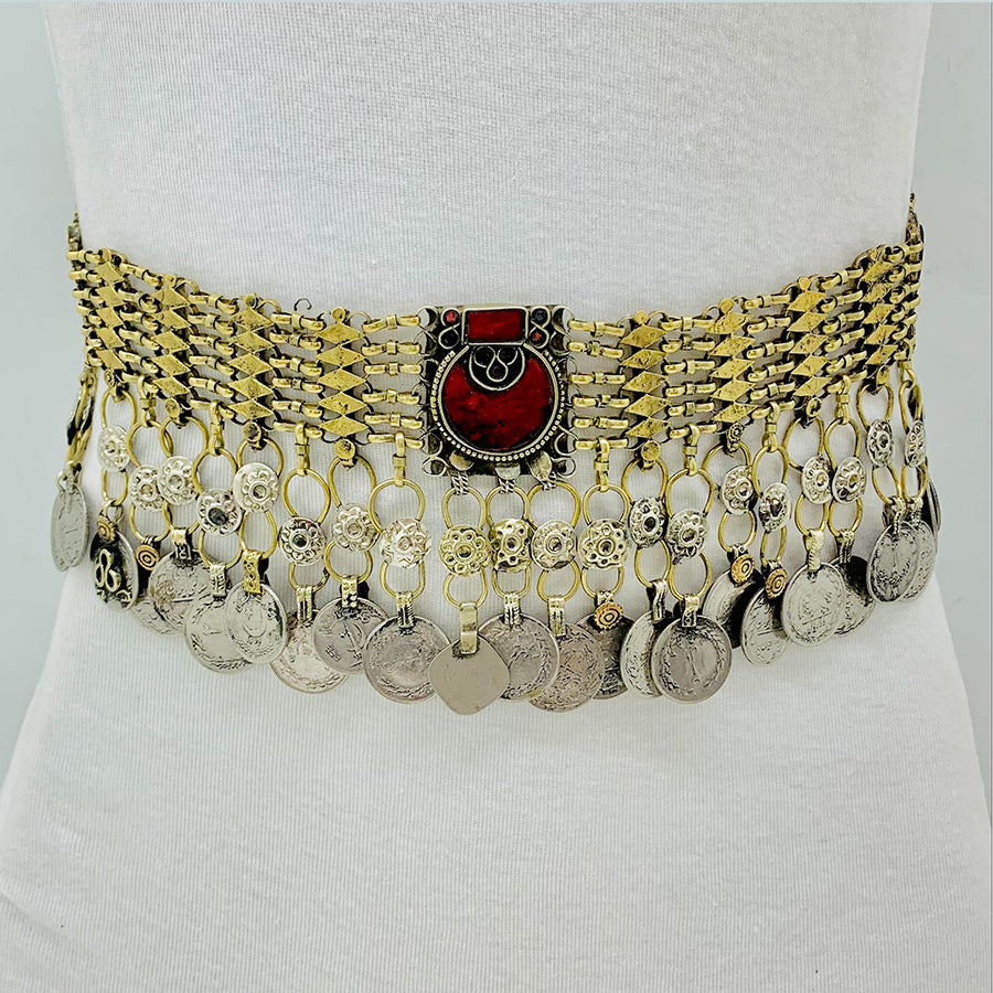 Vintage Belly Dance Belt With Dangling Coins – Vintarust display picture 1
