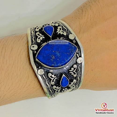 Vintage Mid Century Natural Lapis Lazuli Bracelet