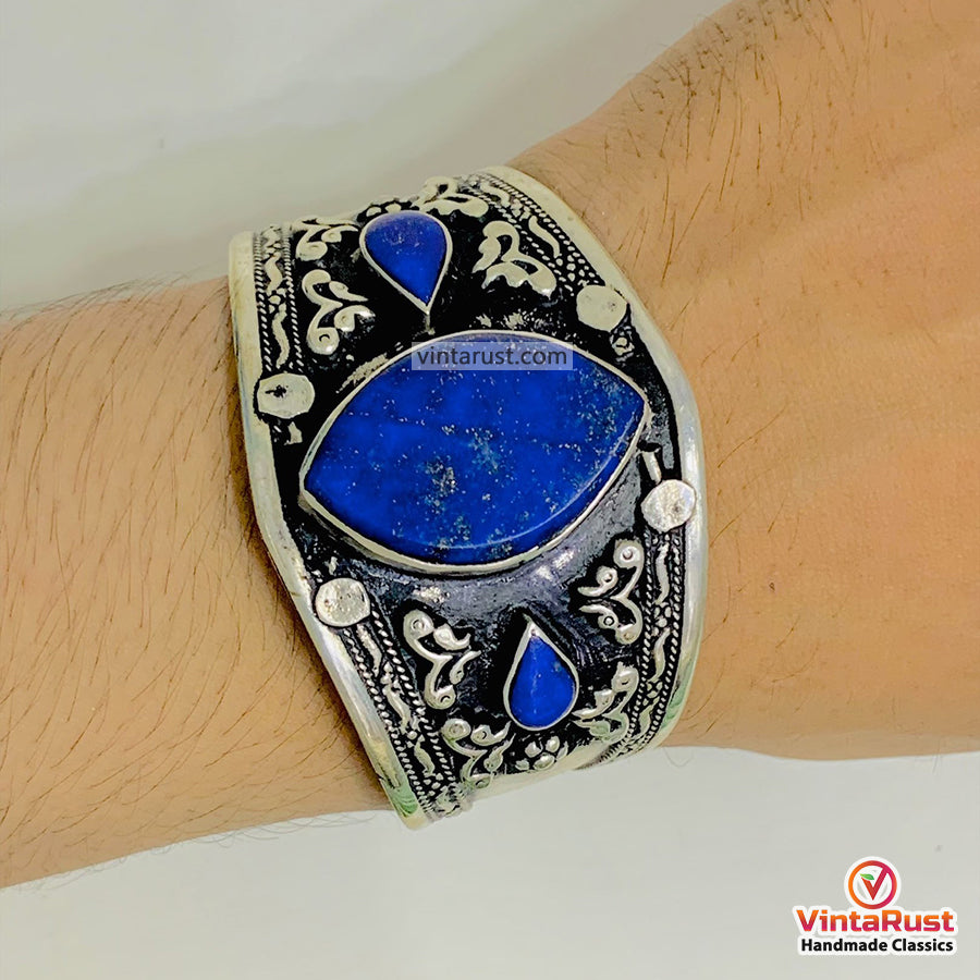 Vintage Mid Century Natural Lapis Lazuli Bracelet
