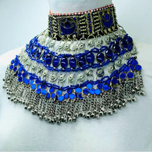 Load image into Gallery viewer, Vintage Blue Stone Layered Choker Necklace

