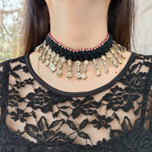 Load image into Gallery viewer, Vintage Boho Choker Necklace With Dangling Silver Spikes
