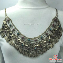 Load image into Gallery viewer, Vintage With Dangling Silver Kuchi Tassels Choker
