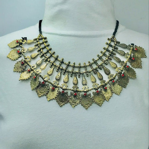 Vintage Coins and Metal Spikes Choker Necklace