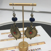 Load image into Gallery viewer, Vintage Coins and Stone Dangle Earrings
