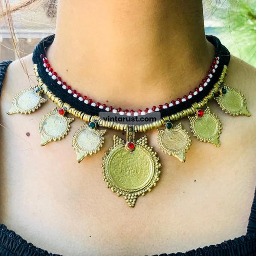 Handmade Vintage Coins Choker Necklace