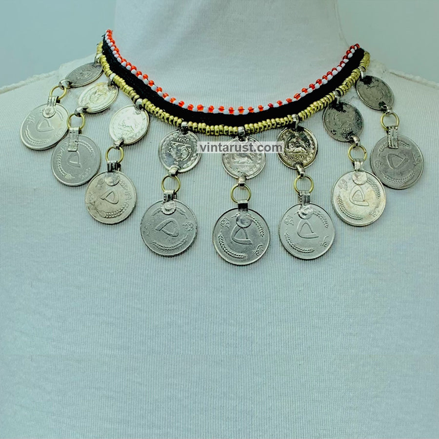 Vintage Dangling Coins Choker Necklace