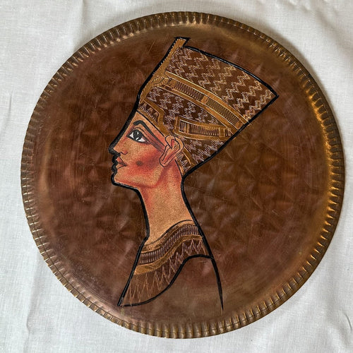 Vintage Egyptian Nefertiti Handmade Wall Decor Plate
