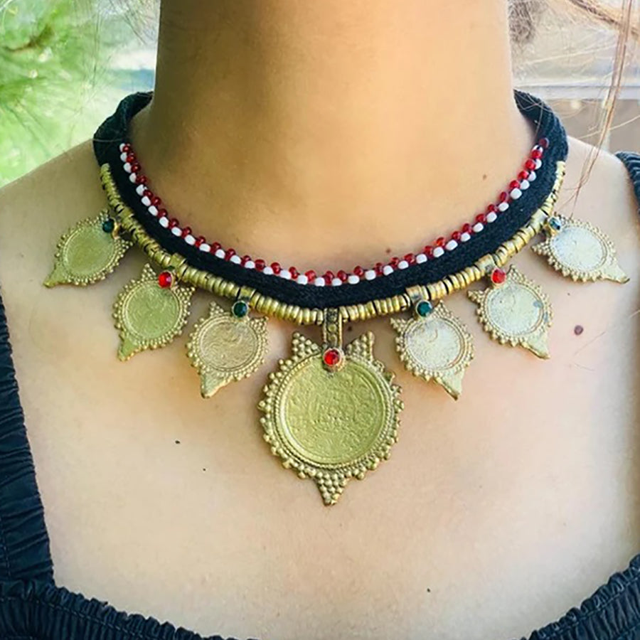Handmade Vintage Coins Choker Necklace