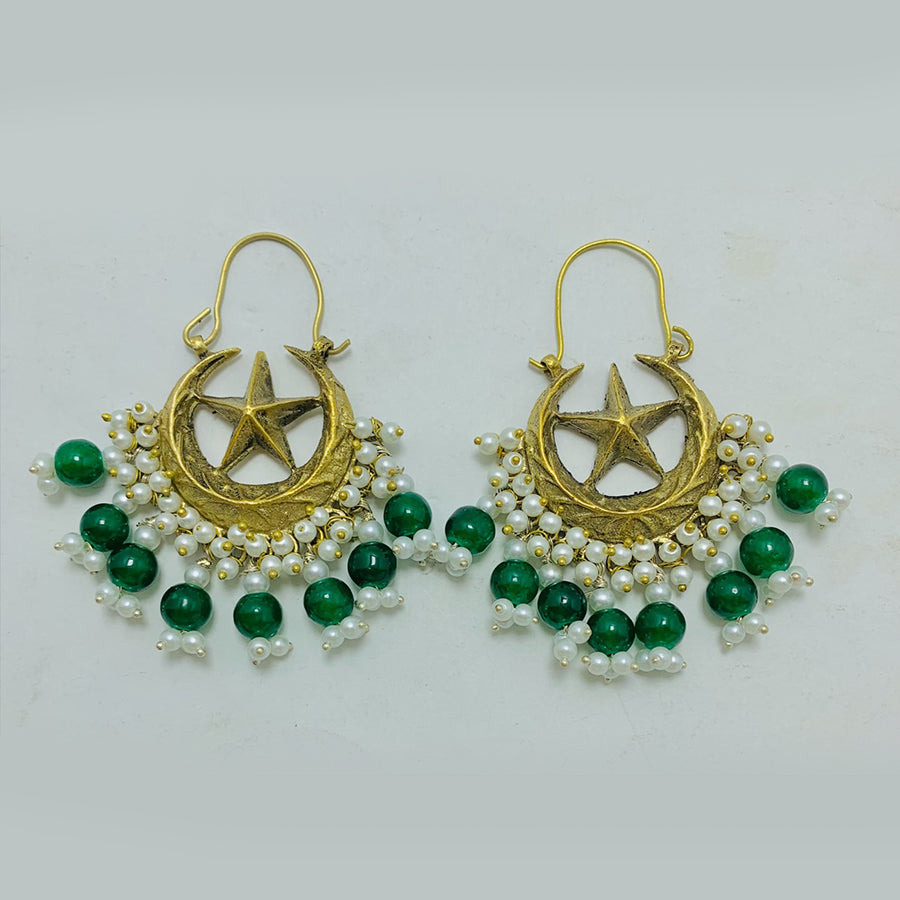 Vintage Hoop Style Earrings With Pearls