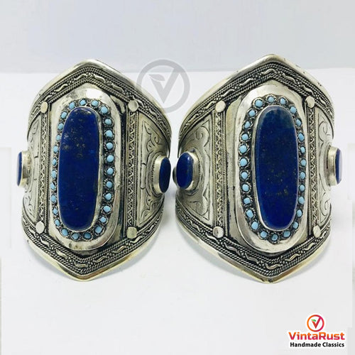 Lapis Lazuli Stone Handmade Adjustable Cuff Bracelet