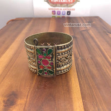 Load image into Gallery viewer, Vintage Kuchi Cuff Bracelet With Multicolor Glass Stones
