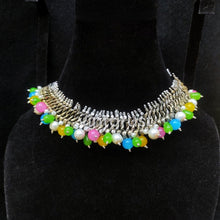 Load image into Gallery viewer, Vintage Kuchi Statement Choker Necklace With Multicolor Beads
