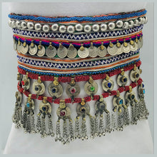 Load image into Gallery viewer, Vintage Belly Dance Belt With Coins and Glass Stones
