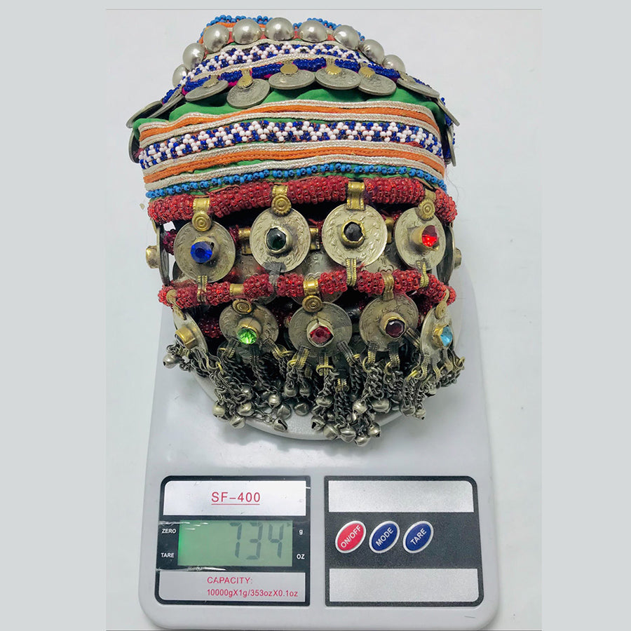 Vintage Kuchi Belt With Coins and Multicolor Glass Stones  display picture 1
