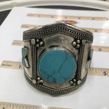 Load image into Gallery viewer, Vintage Kuchi Turquoise Stone Cuff Bracelet
