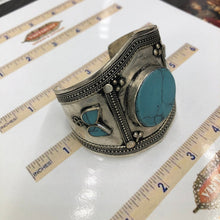 Load image into Gallery viewer, Vintage Kuchi Turquoise Stone Cuff Bracelet
