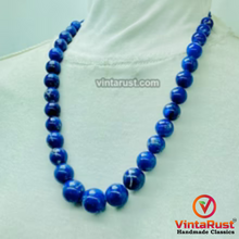 Load image into Gallery viewer, Vintage Lapis Lazuli Blue Bead Necklace
