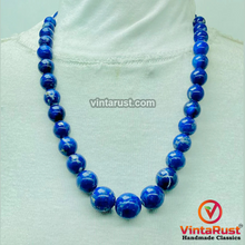 Load image into Gallery viewer, Vintage Lapis Lazuli Blue Bead Necklace
