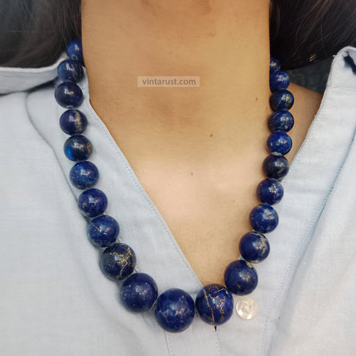 Vintage Lapis Lazuli Blue Bead Necklace