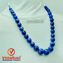 Load image into Gallery viewer, Vintage Lapis Lazuli Blue Bead Necklace
