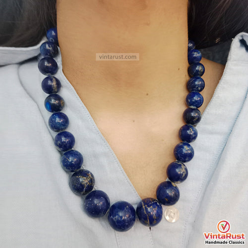 Vintage Lapis Lazuli Blue Bead Necklace