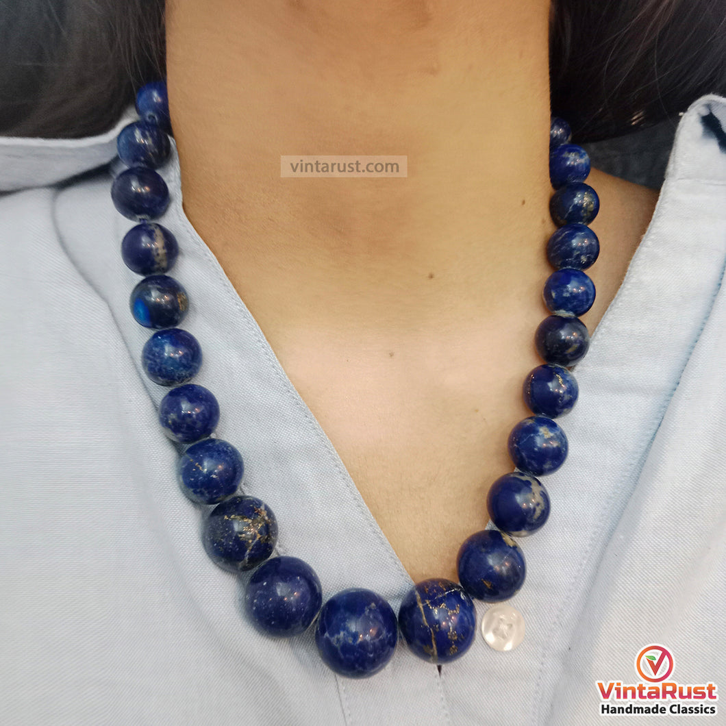Vintage Lapis Lazuli Blue Bead Necklace