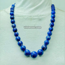 Load image into Gallery viewer, Vintage Lapis Lazuli Blue Bead Necklace
