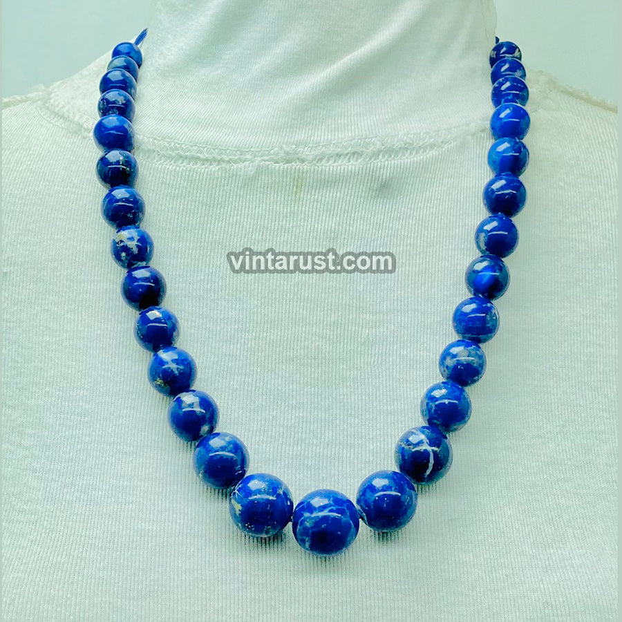 Vintage Lapis Lazuli Blue Bead Necklace