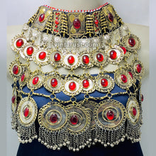 Load image into Gallery viewer, Vintage Layered Necklace With Red Glass Stones
