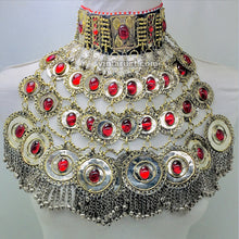 Load image into Gallery viewer, Vintage Layered Necklace With Red Glass Stones
