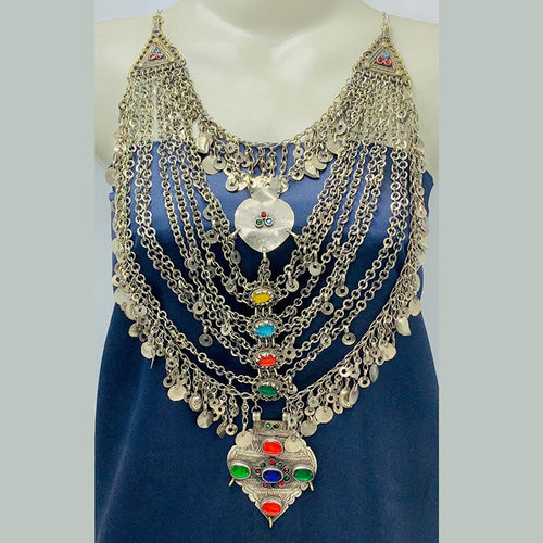 Vintage Long Multi Strands Bib Necklace