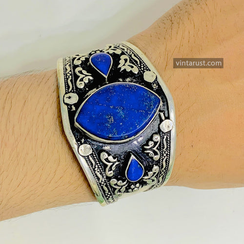 Vintage Mid Century Natural Lapis Lazuli Bracelet