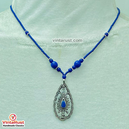 Vintage Lapis Lazuli Minimalist Pendant Necklace