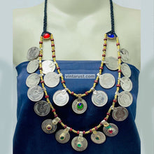 Load image into Gallery viewer, Vintage Multi-Strand Coins Necklace With Beaded Chain
