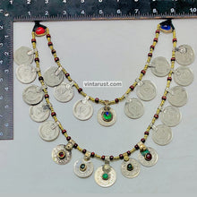 Load image into Gallery viewer, Vintage Multi-Strand Coins Necklace With Beaded Chain
