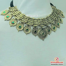 Load image into Gallery viewer, Vintage Multilayers Green Stones Coins Choker Necklace
